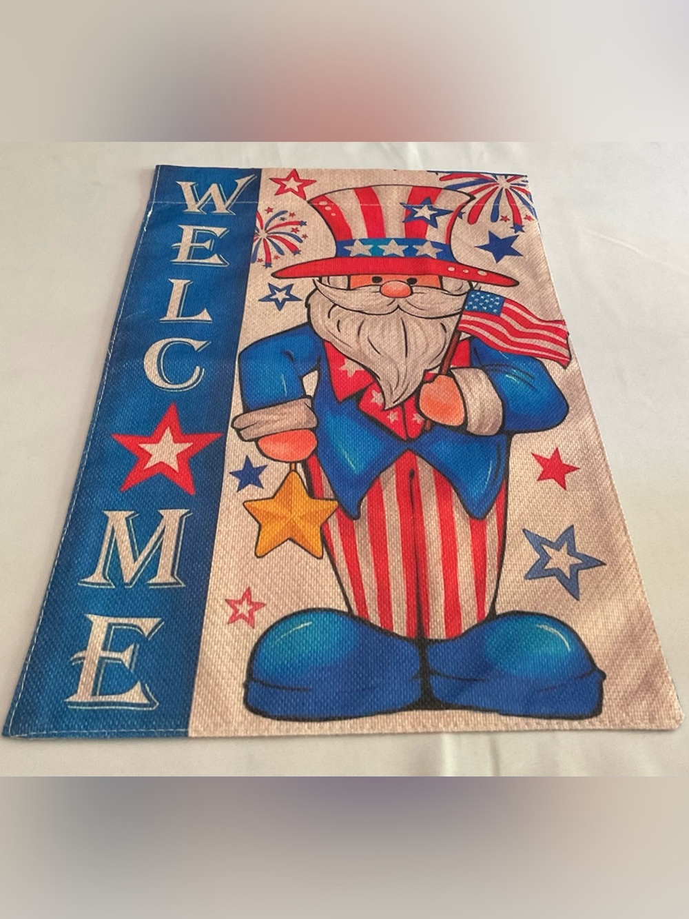 Patriotic Welcome Garden Flag - Red, White & Blue